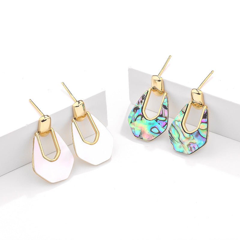 925 Sterling Silver Abalone Shell Dangling Earrings GLAMOUR CHICCASTLE