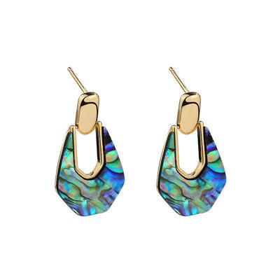 925 Sterling Silver Abalone Shell Dangling Earrings GLAMOUR CHICCASTLE