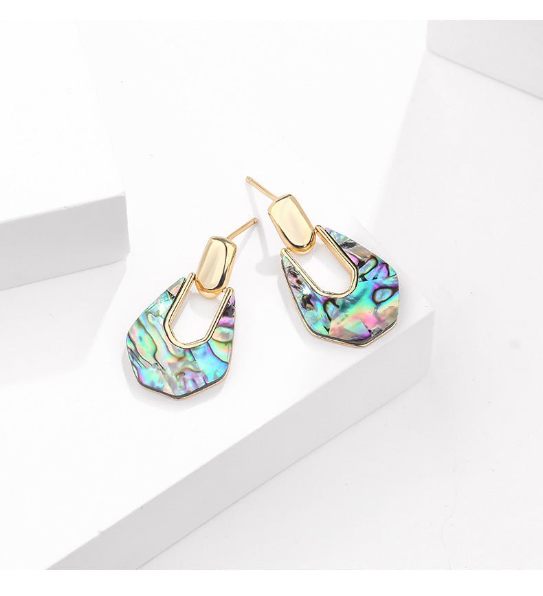 925 Sterling Silver Abalone Shell Dangling Earrings GLAMOUR CHICCASTLE