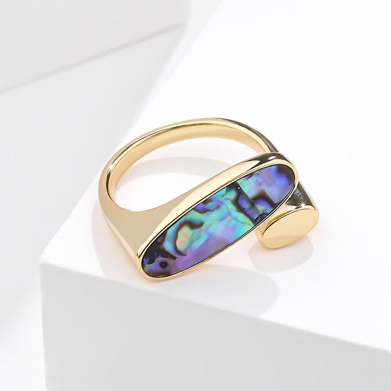 925 Sterling Silver Abalone Shell Ring Abalone Shell Boho Open Ring GLAMOUR CHICCASTLE