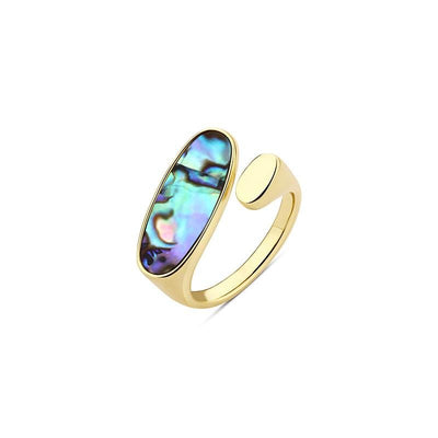 925 Sterling Silver Abalone Shell Ring Abalone Shell Boho Open Ring GLAMOUR CHICCASTLE