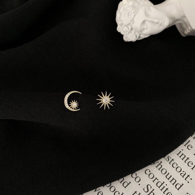 Gold Plated Sterling Silver Sun Moon Studs