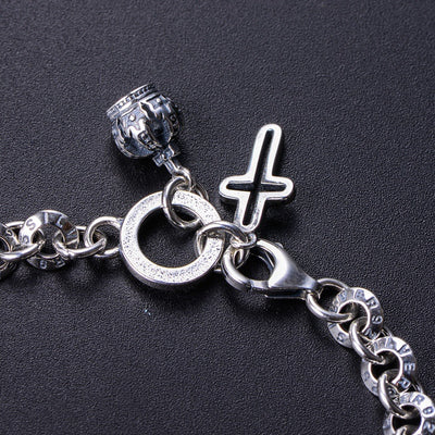 Sterling Silver Virgin Mary Cross Chain Bracelet