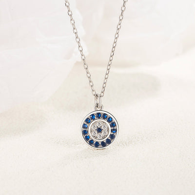 Blue Evil Eye Necklace Created Cubic Zirconia Cz 925 Sterling Silver GLAMOUR CHICCASTLE