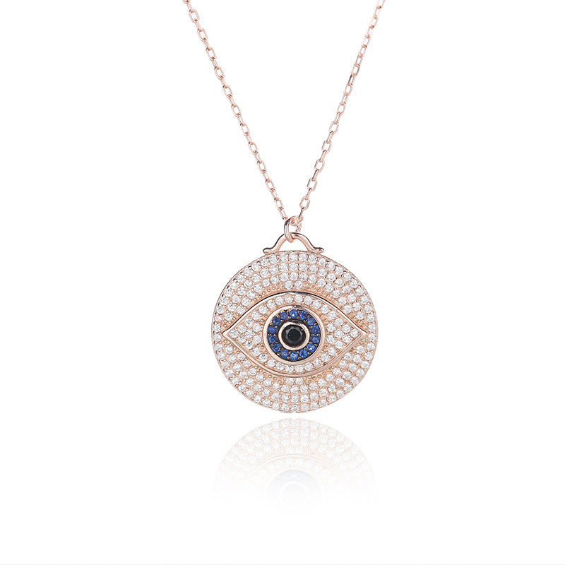 Blue Evil Eye Necklace Sterling Silver Protection Solitaire Spiritual GLAMOUR CHICCASTLE