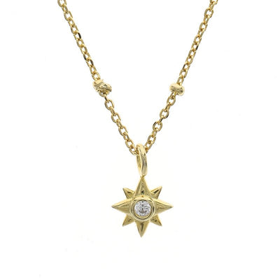 Celestial Eight Awn Star Necklace Vintage Zirconia 925 Sterling Silver GLAMOUR CHICCASTLE