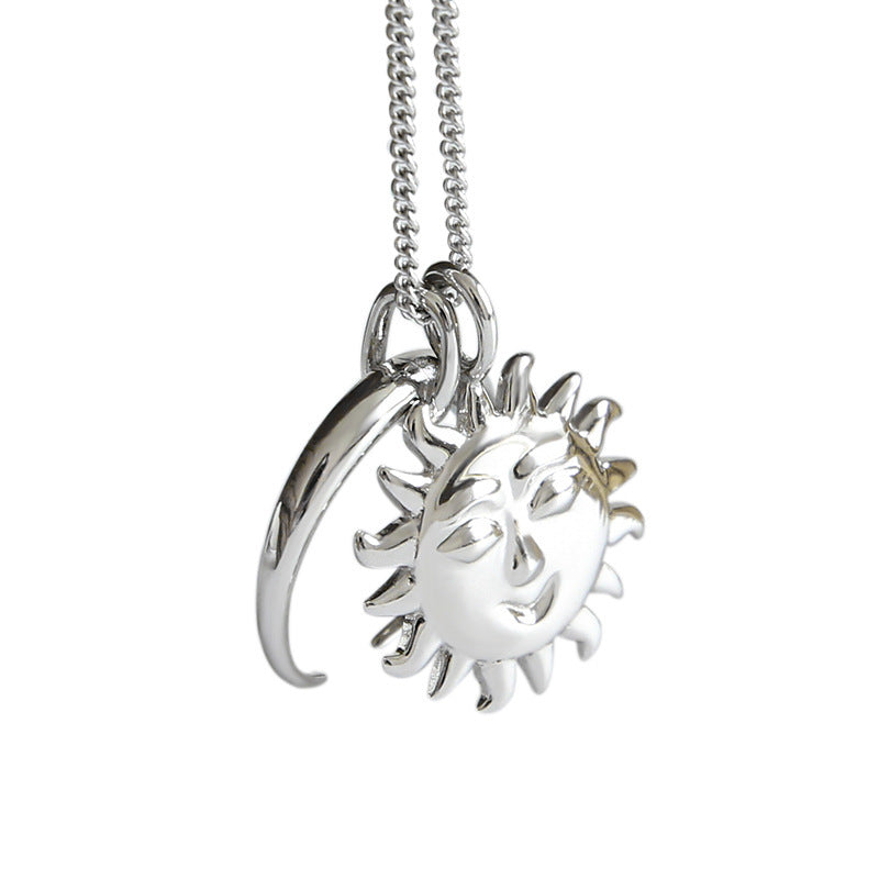 Celestial Long Necklace S925 Sterling Silver Ins Sun and Moon Necklace GLAMOUR CHICCASTLE