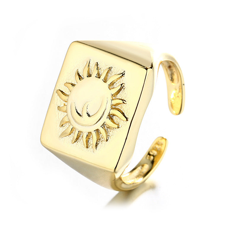 Celestial Sun Ring S925 Sterling Silver Sun and Moon Ring Protection GLAMOUR CHICCASTLE