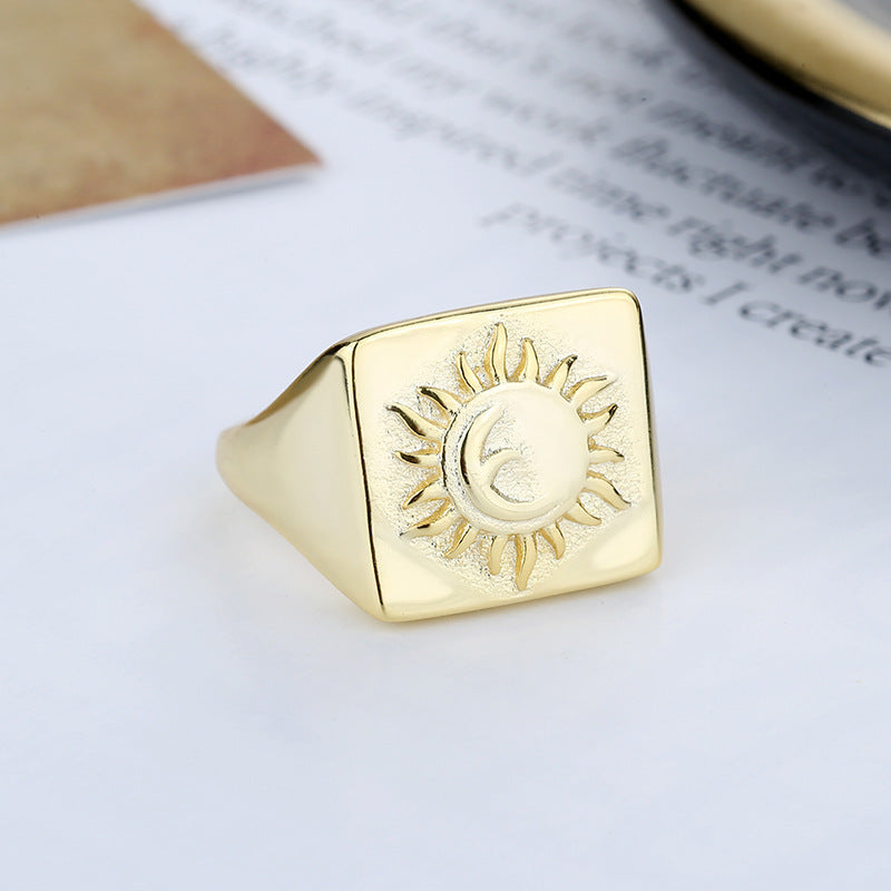 Celestial Sun Ring S925 Sterling Silver Sun and Moon Ring Protection GLAMOUR CHICCASTLE