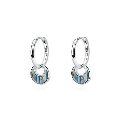 Crescent Moon Turquoise Abalone Shell Hoop Dangling Earrings GLAMOUR CHICCASTLE