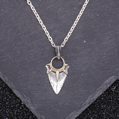 Eagle Spearhead Sun Necklace Pendant S925 Sterling Silver Ins Native American Pendant GLAMOUR CHICCASTLE