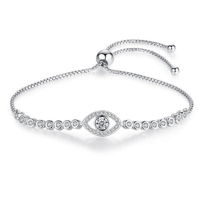 Evil Eye Anklet For Women Cubic Zirconia Bracelet 925 Sterling Silver GLAMOUR CHICCASTLE