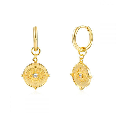 Evil Eye Hoop Earrings Gold Plated 925 Sterling Silver Evil Eye Studs GLAMOUR CHICCASTLE