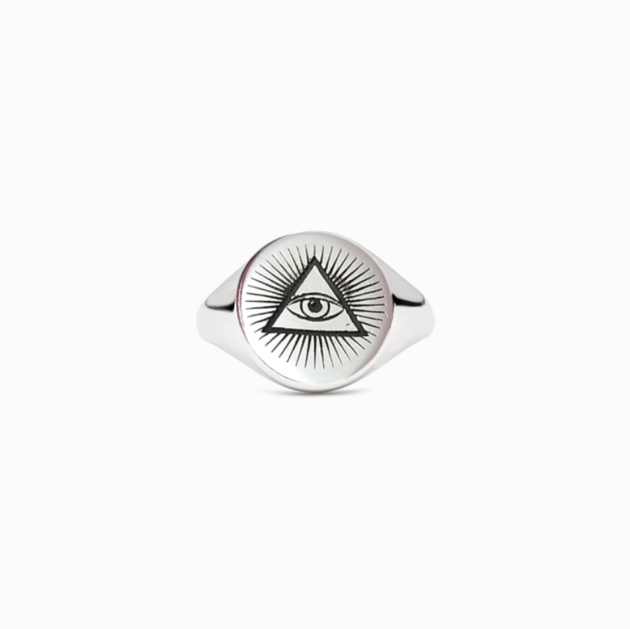 Sterling Silver All Seeing Eye of God Evil Eye Signet Ring