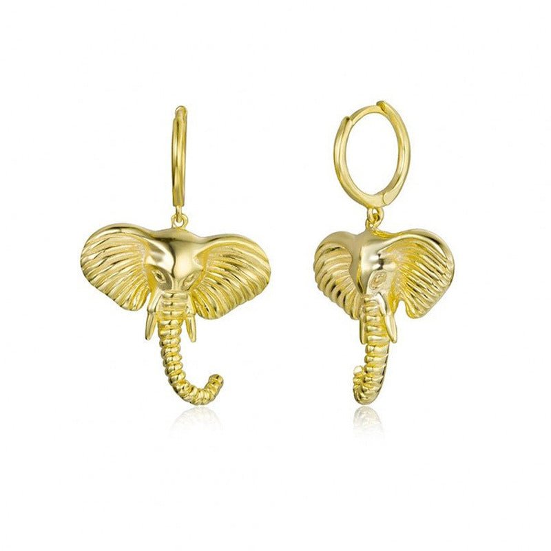 Gold Plated Sterling Silver Elephant Elephant Drop Earrings GLAMOUR CHICCASTLE