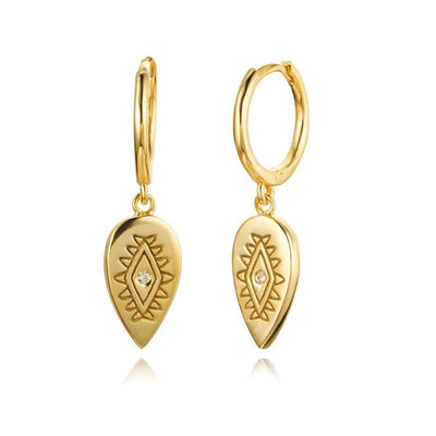 Gold Plated Sterling Silver Evil Eye Drop Earrings GLAMOUR CHICCASTLE