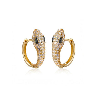 Gold Plated Sterling Silver Snake Hoop Earrings Snake Stud Earrings GLAMOUR CHICCASTLE