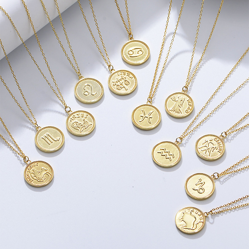 Gold Plated Sterling Silver Zodiac Coin Necklace GLAMOUR CHICCASTLE