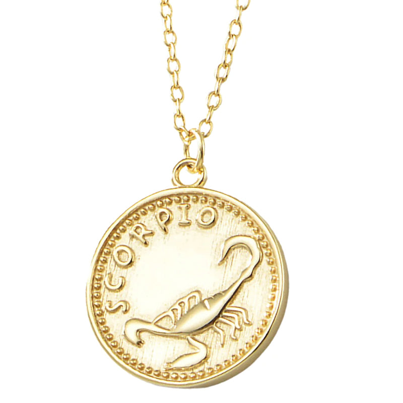 Gold Plated Sterling Silver Zodiac Coin Necklace GLAMOUR CHICCASTLE