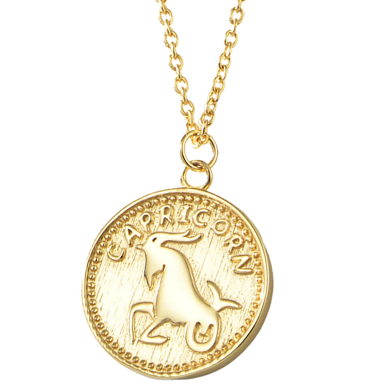 Gold Plated Sterling Silver Zodiac Coin Necklace GLAMOUR CHICCASTLE