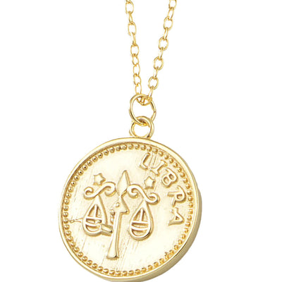 Gold Plated Sterling Silver Zodiac Coin Necklace GLAMOUR CHICCASTLE