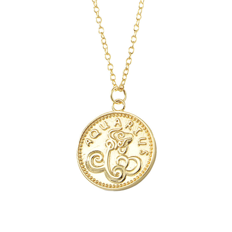 Gold Plated Sterling Silver Zodiac Coin Necklace GLAMOUR CHICCASTLE