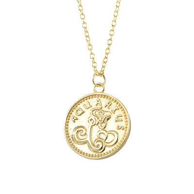 Gold Plated Sterling Silver Zodiac Coin Necklace GLAMOUR CHICCASTLE