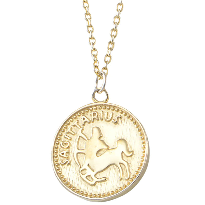 Gold Plated Sterling Silver Zodiac Coin Necklace GLAMOUR CHICCASTLE