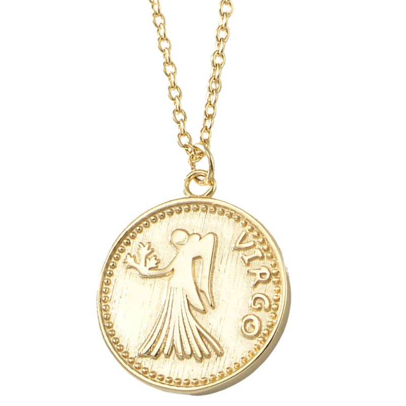 Gold Plated Sterling Silver Zodiac Coin Necklace GLAMOUR CHICCASTLE