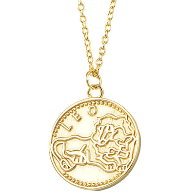 Gold Plated Sterling Silver Zodiac Coin Necklace GLAMOUR CHICCASTLE