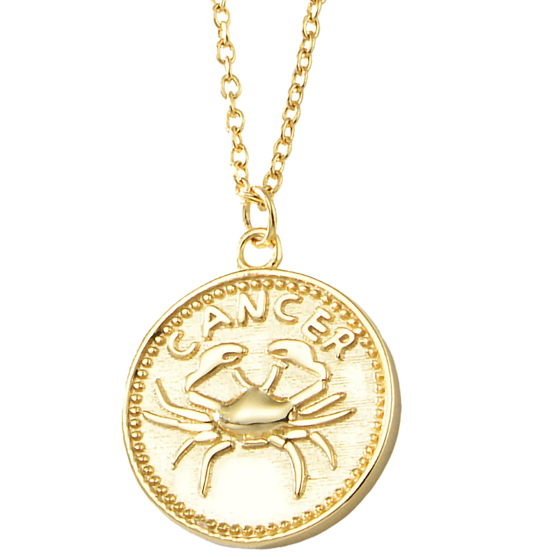 Gold Plated Sterling Silver Zodiac Coin Necklace GLAMOUR CHICCASTLE