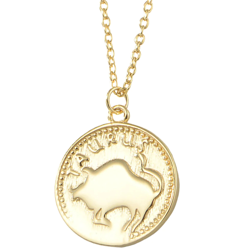 Gold Plated Sterling Silver Zodiac Coin Necklace GLAMOUR CHICCASTLE