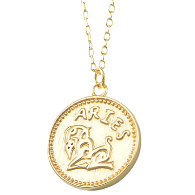 Gold Plated Sterling Silver Zodiac Coin Necklace GLAMOUR CHICCASTLE