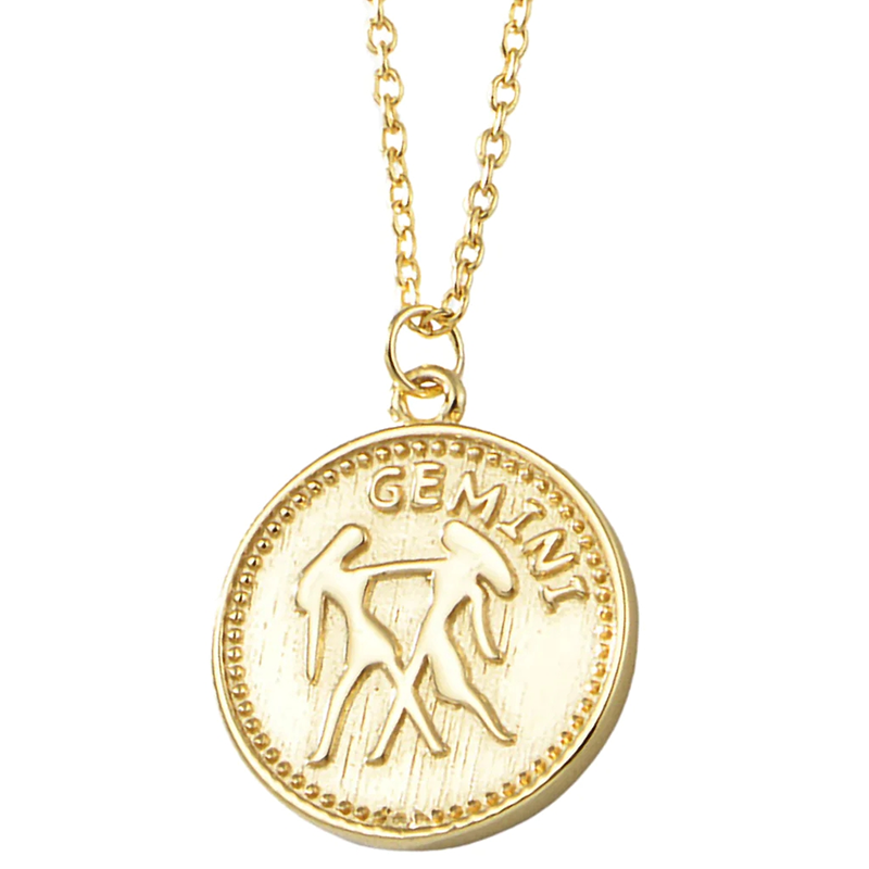 Gold Plated Sterling Silver Zodiac Coin Necklace GLAMOUR CHICCASTLE