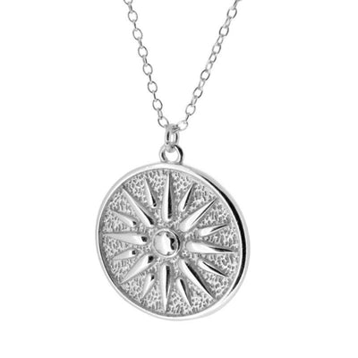 Gold Sterling Silver Sun Necklace Macedonian Sun Star Pendant Necklace GLAMOUR CHICCASTLE