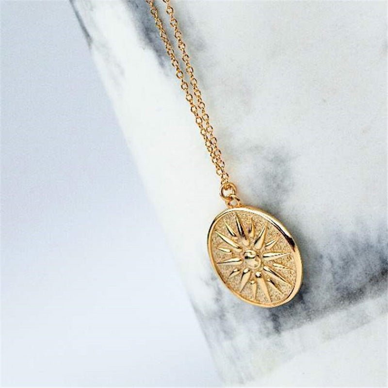 Gold Sterling Silver Sun Necklace Macedonian Sun Star Pendant Necklace GLAMOUR CHICCASTLE