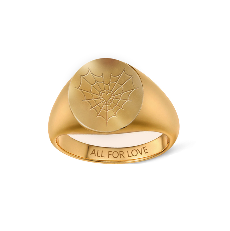 Gold Plated Sterling Silver Heart Spider Web Ring