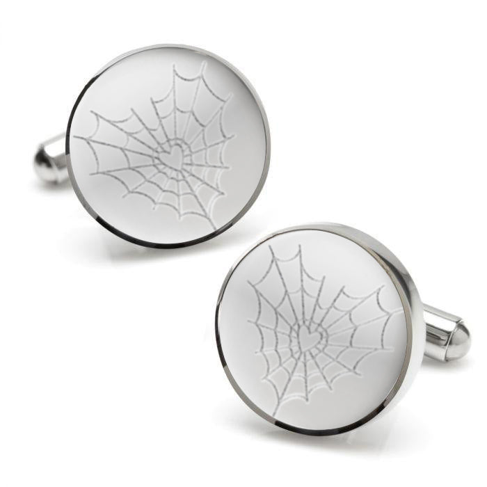 Stainless Steel Spider Web Heart Cufflinks