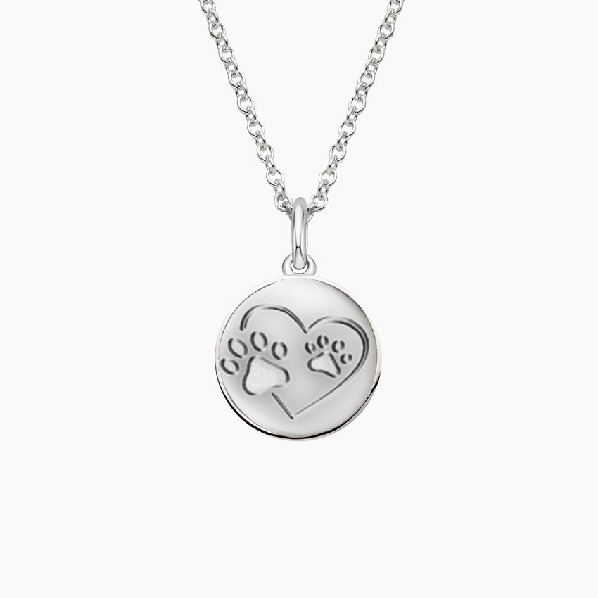 Sterling Silver Heart and Paw Necklace