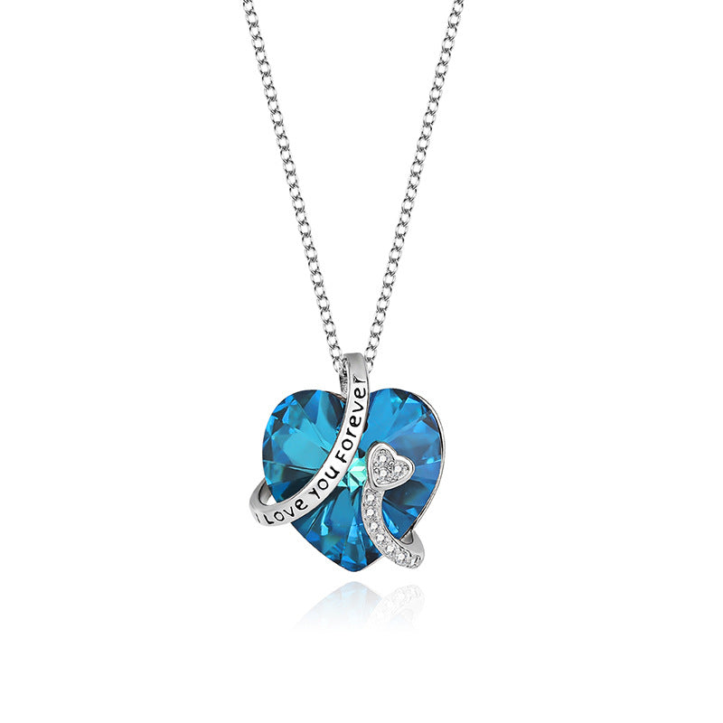 I Love You Forever Sterling Silver Colorful Cubic Zirconia Heart Pendant Necklaces GLAMOUR CHICCASTLE
