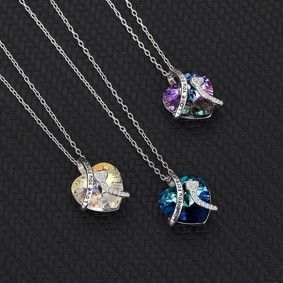 I Love You Forever Sterling Silver Colorful Cubic Zirconia Heart Pendant Necklaces GLAMOUR CHICCASTLE