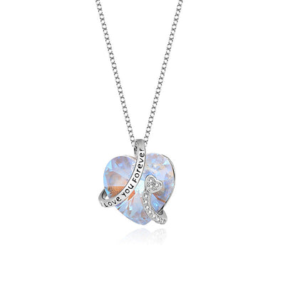 I Love You Forever Sterling Silver Colorful Cubic Zirconia Heart Pendant Necklaces GLAMOUR CHICCASTLE