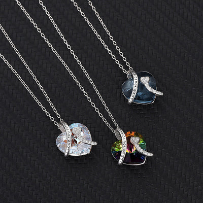 I Love You Forever Sterling Silver Colorful Cubic Zirconia Heart Pendant Necklaces GLAMOUR CHICCASTLE