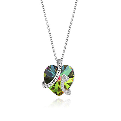 I Love You Forever Sterling Silver Colorful Cubic Zirconia Heart Pendant Necklaces GLAMOUR CHICCASTLE