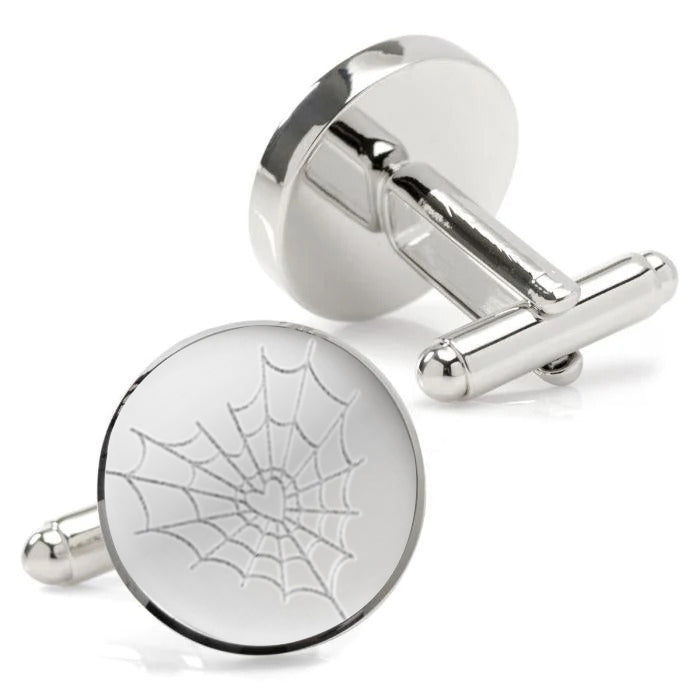 Stainless Steel Spider Web Heart Cufflinks