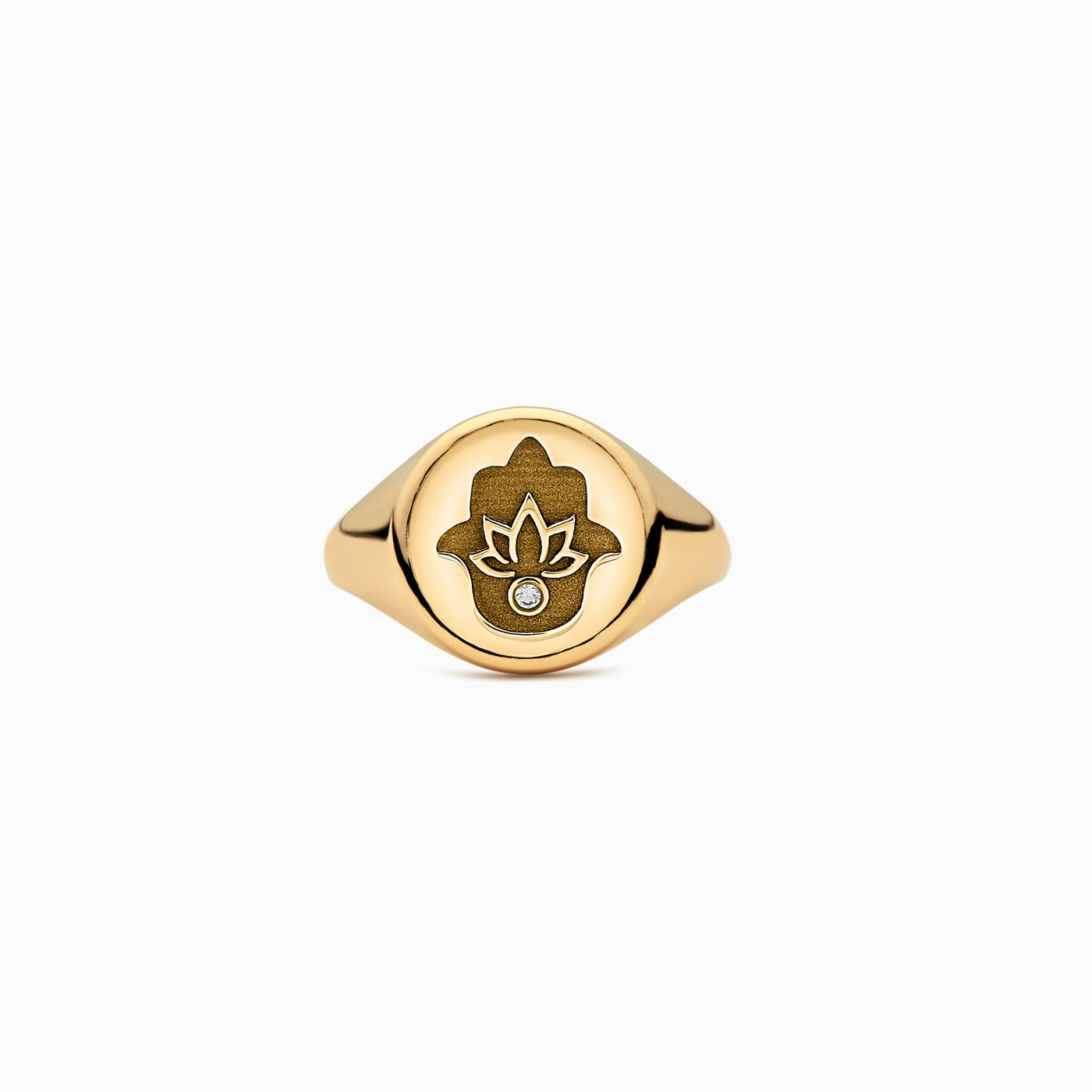 Sterling Silver Hamsa Lotus Signet Ring