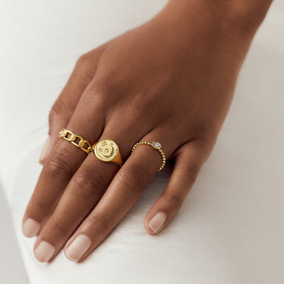 Moon and Star Signet Ring