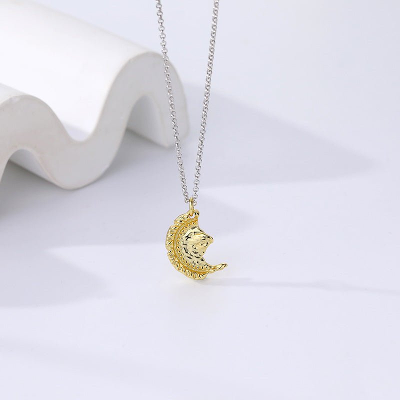 Nocturnal Power Gold Waning Moon Stud 925 Sterling Silver Necklace GLAMOUR CHICCASTLE