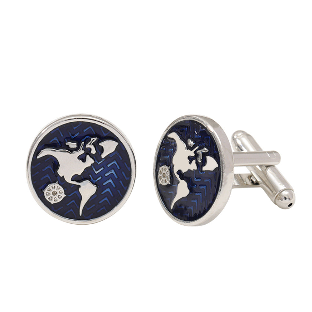 World Map Stainless Steel Cufflinks