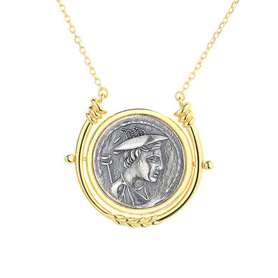 S925 Roman God Mercury Necklace Greek God Hermes Pendant Necklace GLAMOUR CHICCASTLE